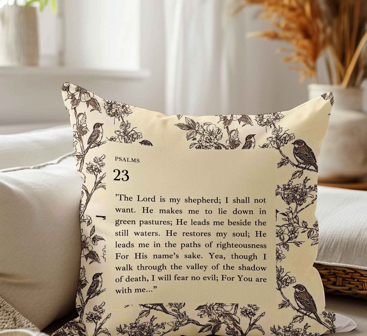 Psalm 23 scripture cushion cover beige neutral decor South Africa
