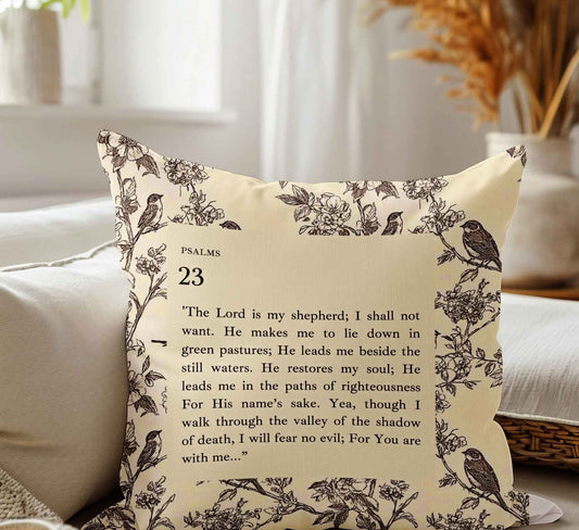 Psalm 23 scripture cushion cover beige neutral decor South Africa