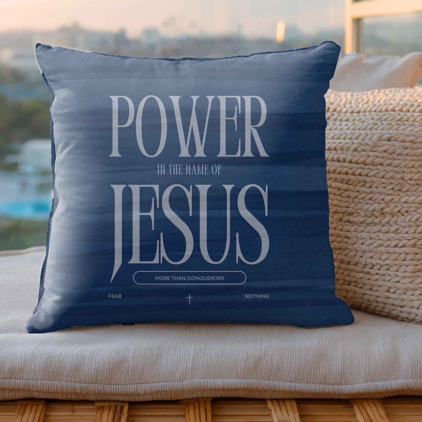 Blue faith blanket and scatter cushion cover