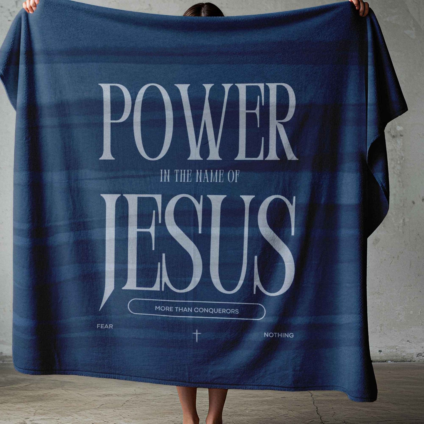 Blue faith blanket and scatter cushion cover