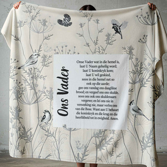 Afrikaans Ons Vader Fleece Throw Blanket (Ready to Ship) 1.5 x 1.5 m )