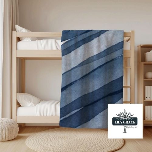 Ocean blue coral fleece blanket