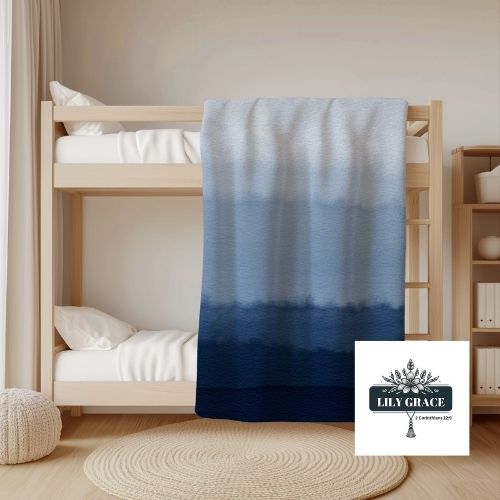 Watercolour blue coral fleece blanket