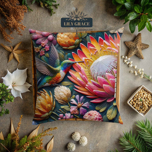 Hummingbird Garden scatter cushion cover 45 x 45cm