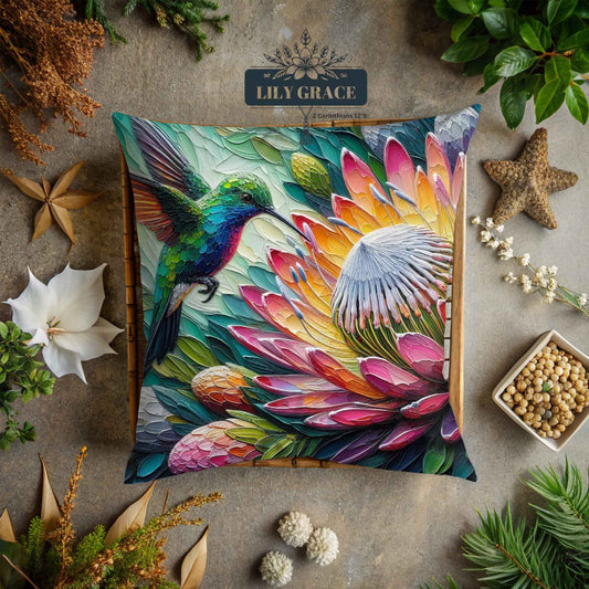 Hummingbird Radiance scatter cushion cover - Velvet