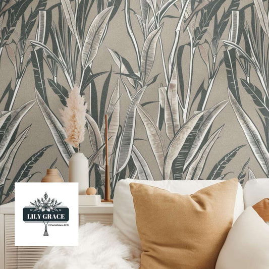 wallpaper design– Engrave Leaf Wallpaper