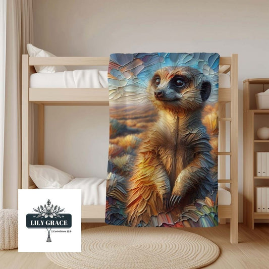 Meerkat Animal Print Fleece Blanket