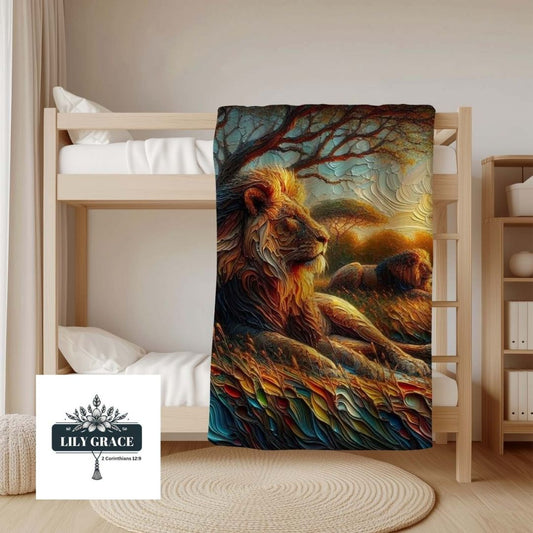 Lion coral fleece blanket