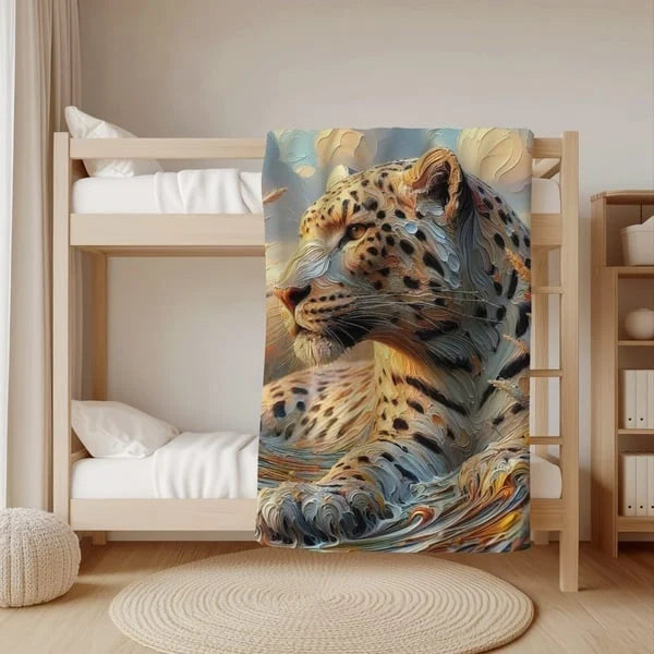 Designer Leopard print fleece blankets