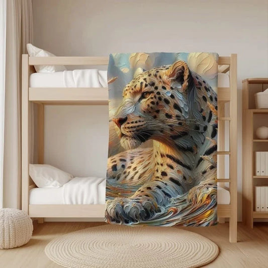 Designer Leopard print fleece blankets