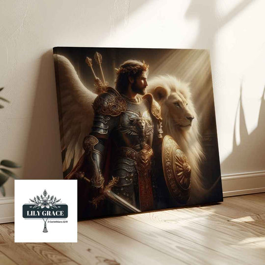 Lion warrior canvas print. Christian art