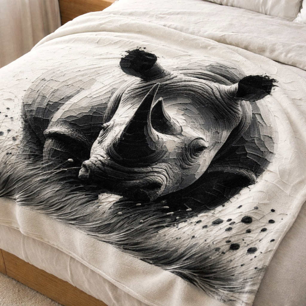lightweight fleece throw blanket rhino design soft printed blanket for bedroom styling south africa