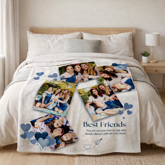 Best friends Collage Photo Blanket.