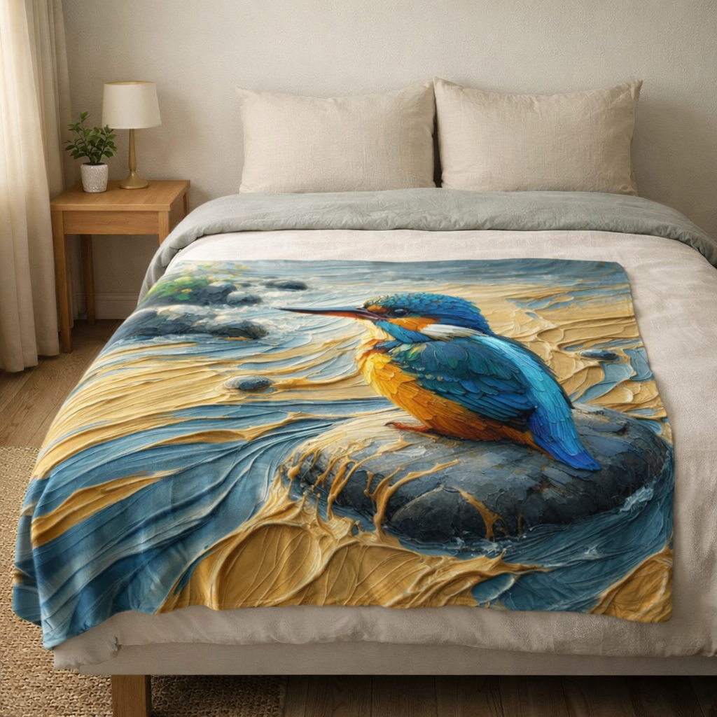 kingfisher fleece blanket throw draped on bed lightweight soft fleece blanket South Africa