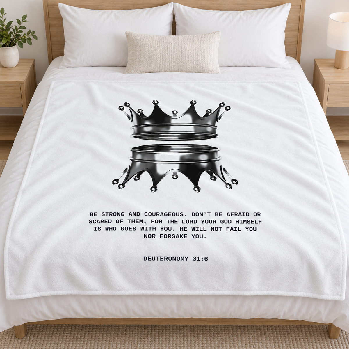 Crowned in Courage lightweight fleece throw blanket