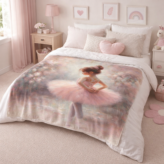 Ballerina fleece blanket on girls bed pink ballet bedroom decor South Africa