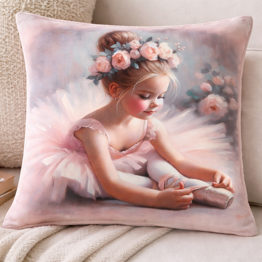 Kids Bedding.  Pink scatter cushion and fleece throw blanket 