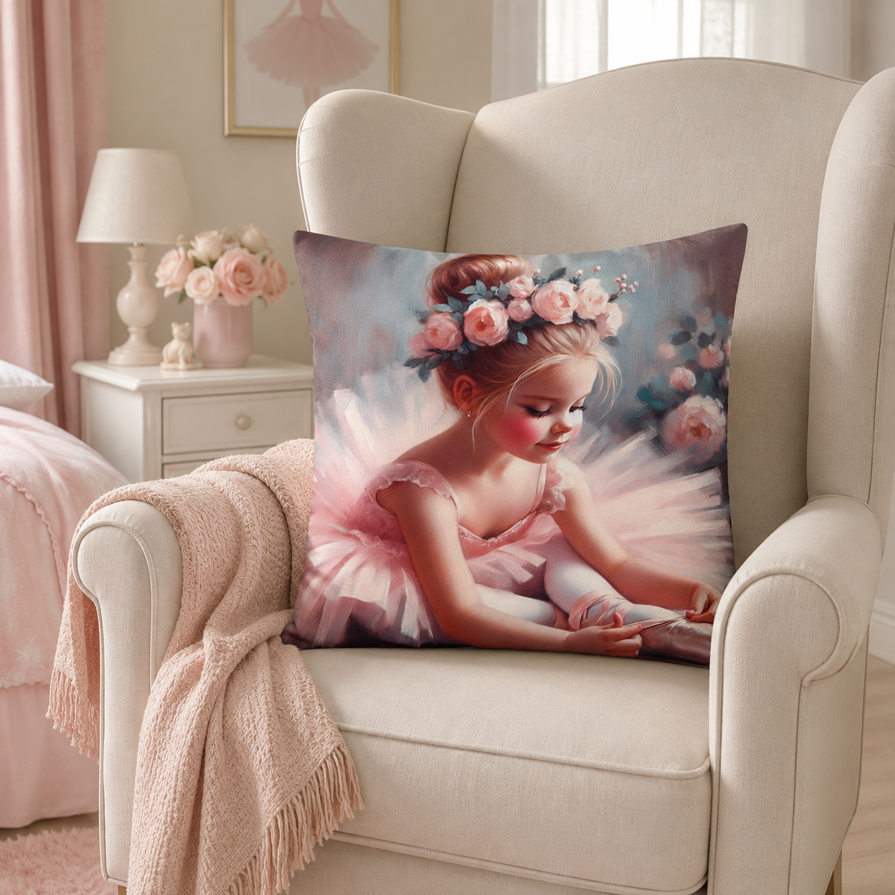Ballet dreams  cushion cover. Kids Bedding