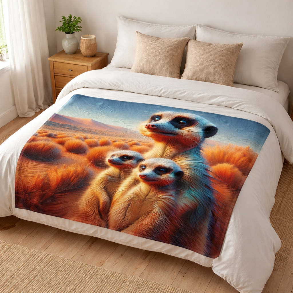 meerkat fleece blanket South Africa warm soft throw for couch or bed