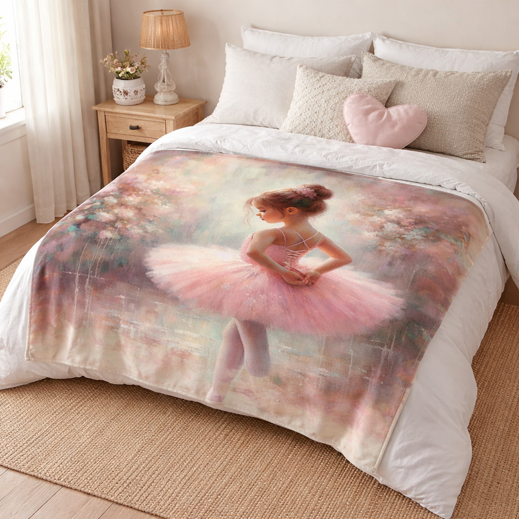 Close up ballerina throw blanket soft pink ballet blanket for girls bedroom