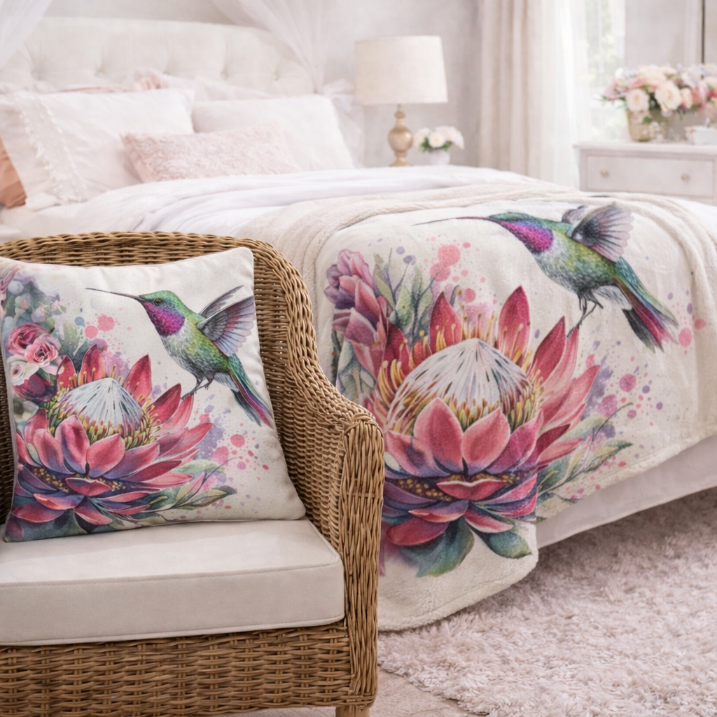 Nectar Protea coral fleece blanket gift for her birthday