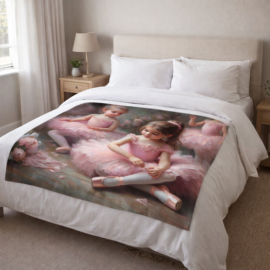 pink ballerina fleece blanket for girls bedroom South Africa