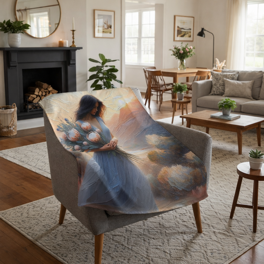 Everlasting Love Faith Blanket styled on neutral bed Christian bedding