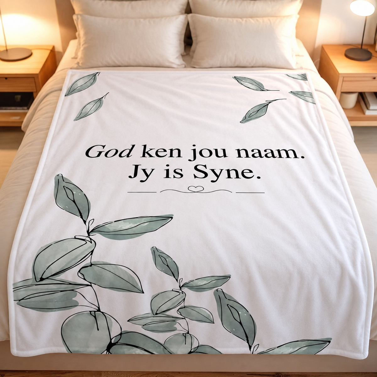 God Ken Jou Naam Fleece Kombers- ready to ship  1.5 x 2m