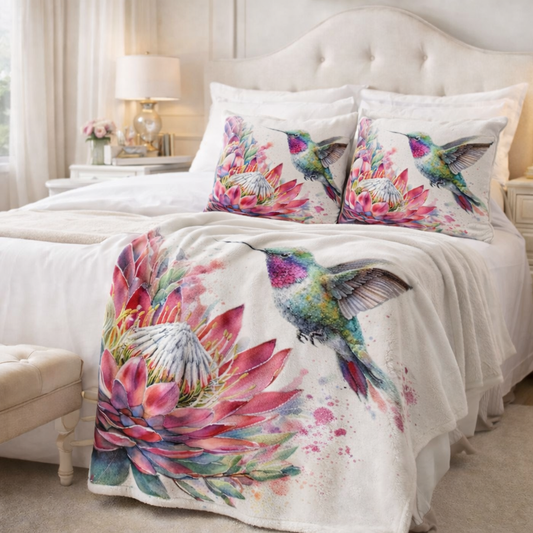 Nectar Protea coral fleece blanket