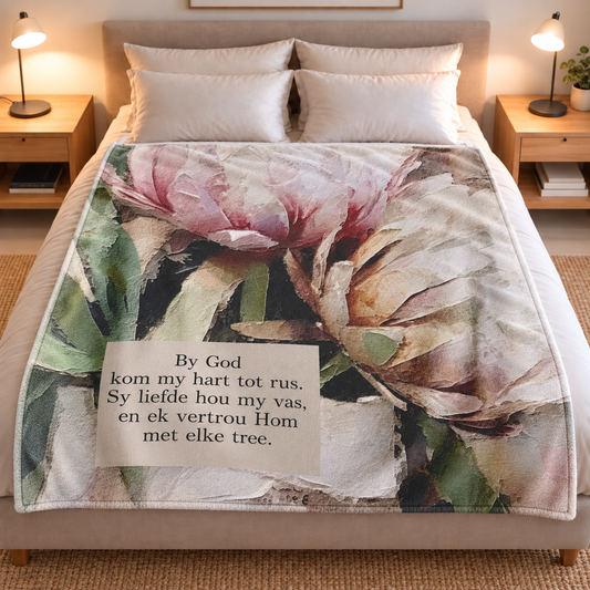 By God Kom My Hart Tot Rus | Ready-to-Ship Fleece Blanket 1.5 x 1.5 m