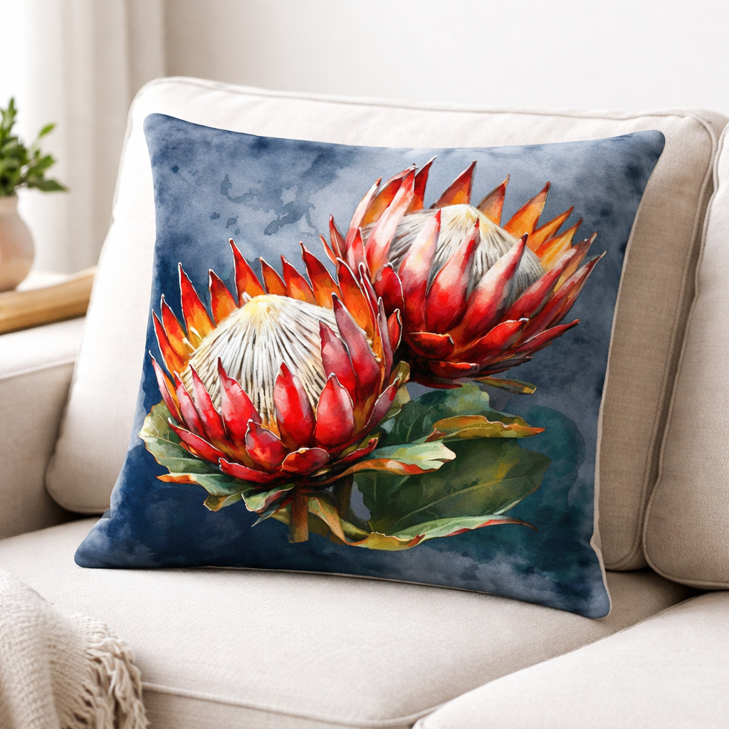 close up protea cushion cover cotton texture soft fabric premium scatter cushion South Africa