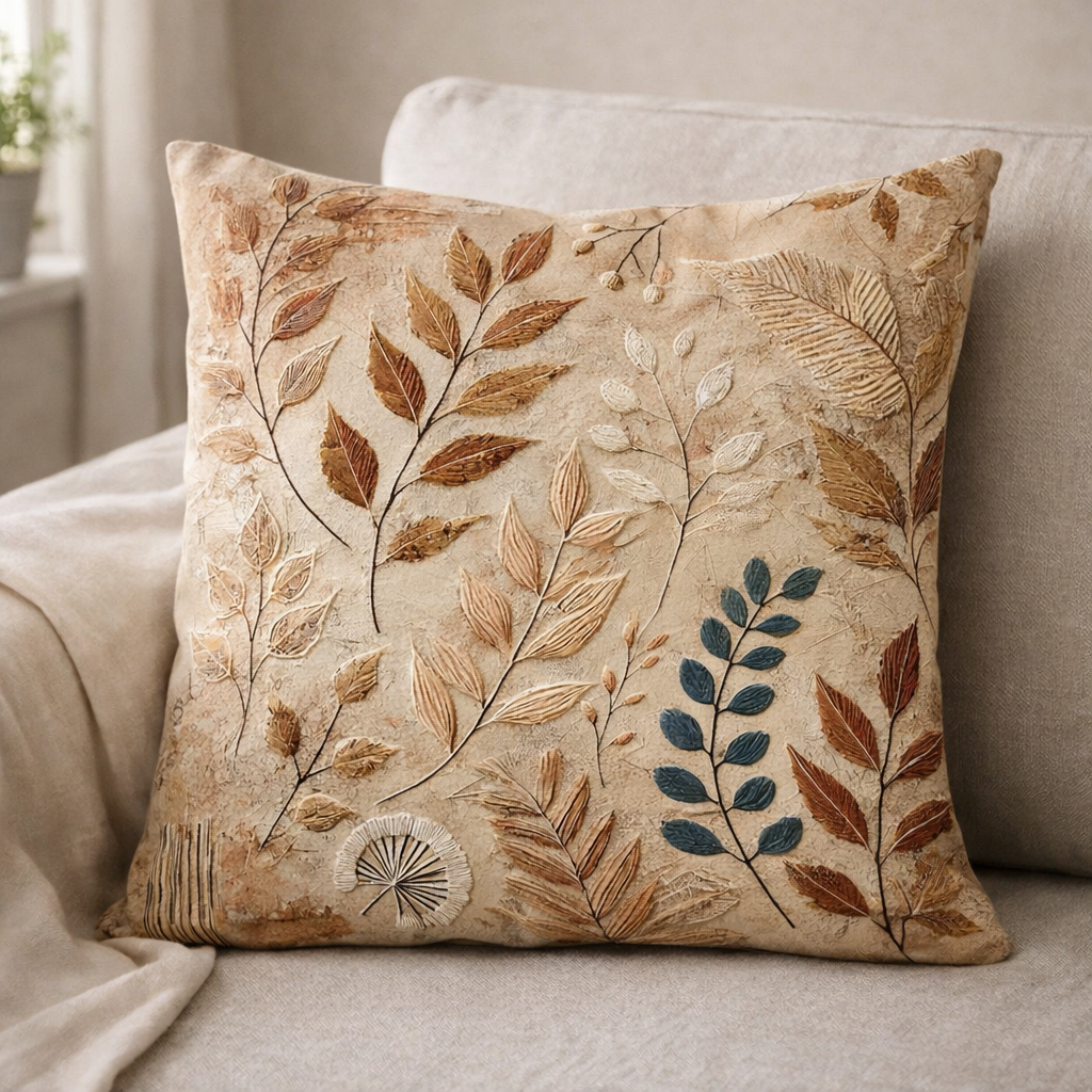 botanical cotton scatter cushion cover South Africa neutral leaf design soft decorative throw pillow for sofa