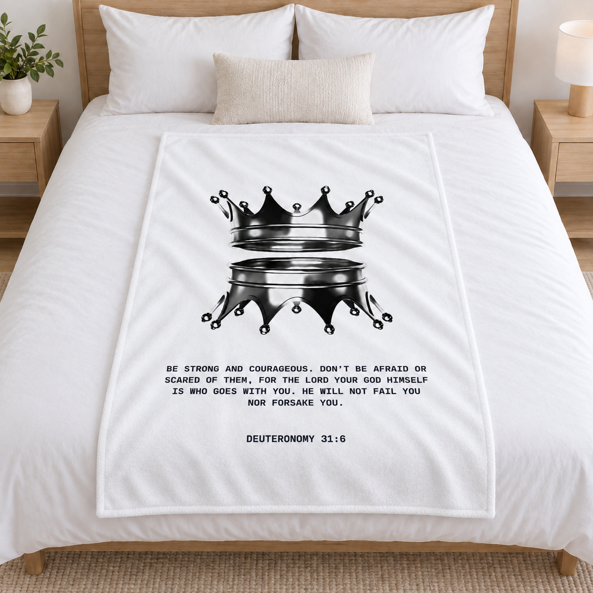 Crowned in Courage lightweight fleece throw blanket