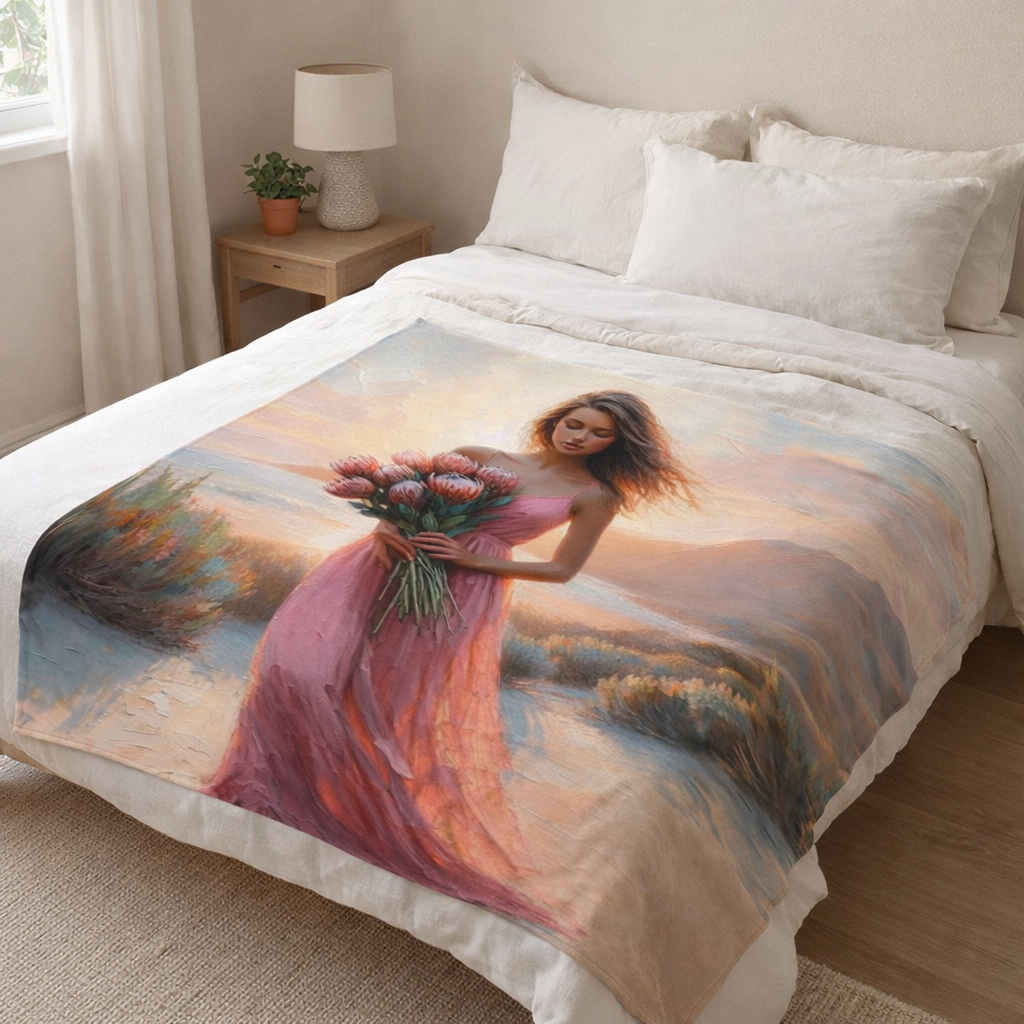 Rejoice pink faith fleece blanket.  Pink Christian art gift South Africa 