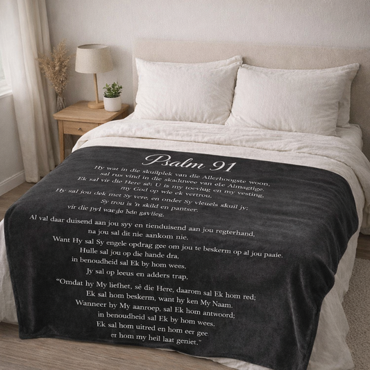 full Psalm 91 Afrikaans text blanket fleece throw black faith blanket for bedroom South Africa