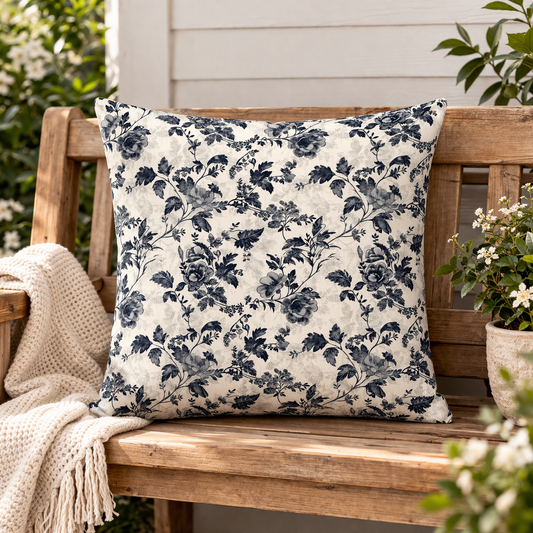 blue floral scatter cushion cover cotton South Africa bench styling