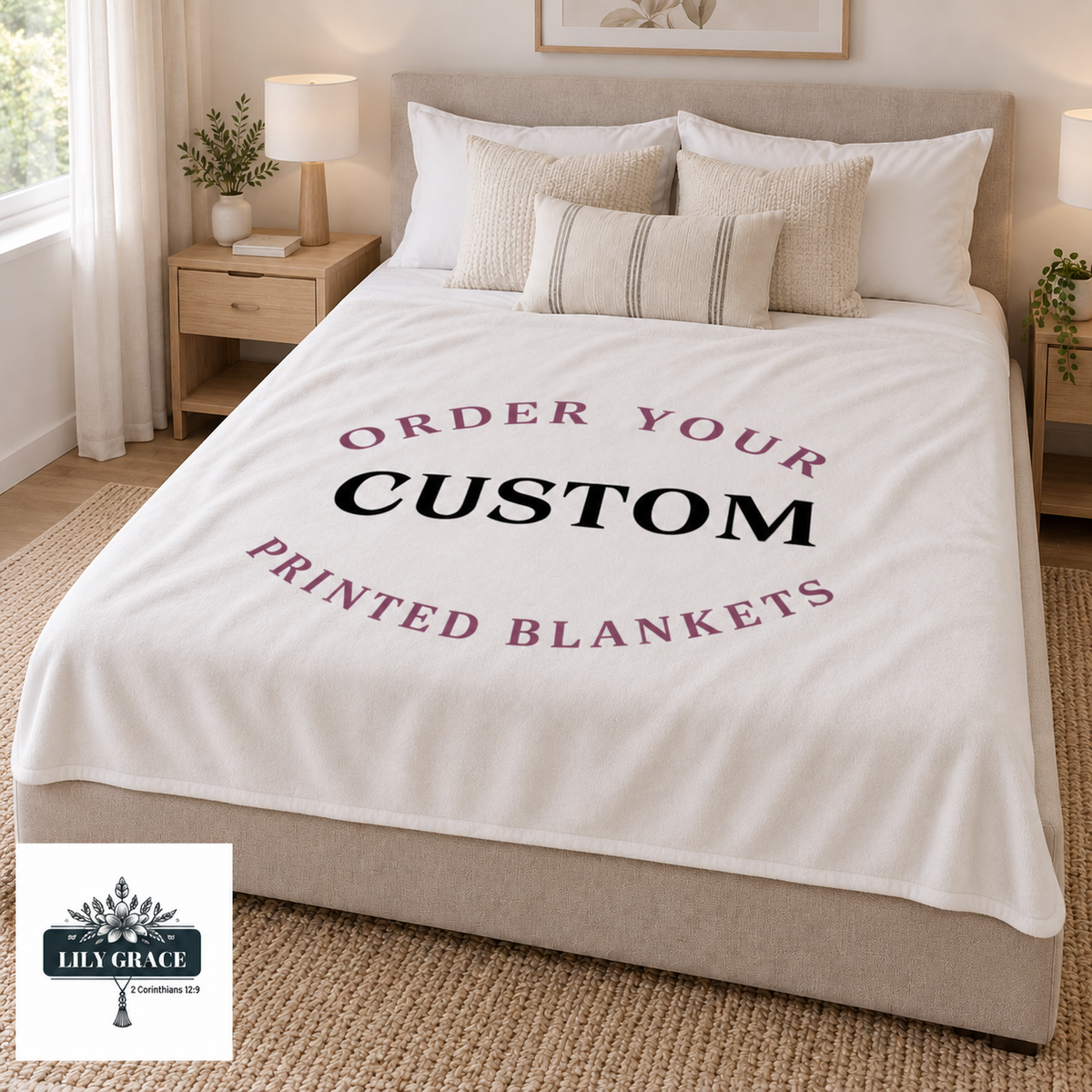 Personalised photo blanket in South Africa featuring a custom family collage on lightweight fleece