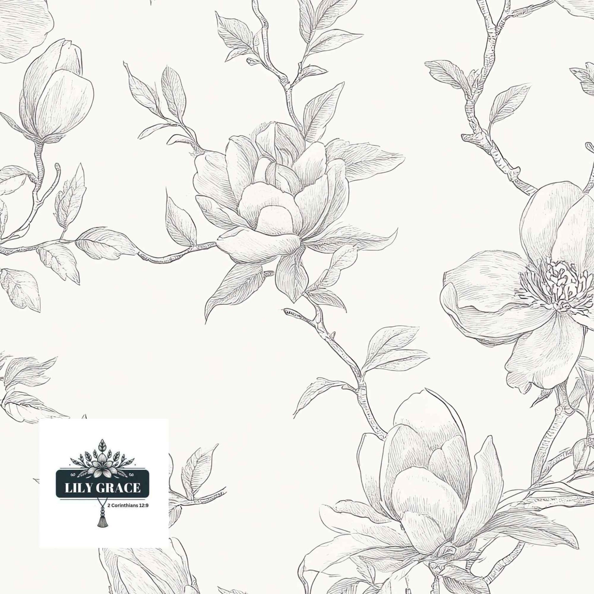 Magnolia Blossom – Vintage Floral Wallpaper for walls